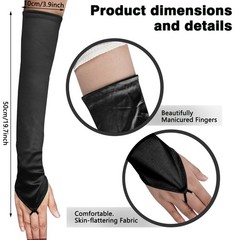 Long Opera Party Fingerless 1920s 20s Satin Tea Party Gloves Costumes Elbow L…