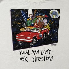 Vintage Real Men Don’t Ask Directions Shirt Mens XL Moech Art Comic Funny