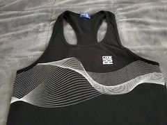 Code 22 Wave Lines Black Sleeveless Gym Tank Top SZ Large