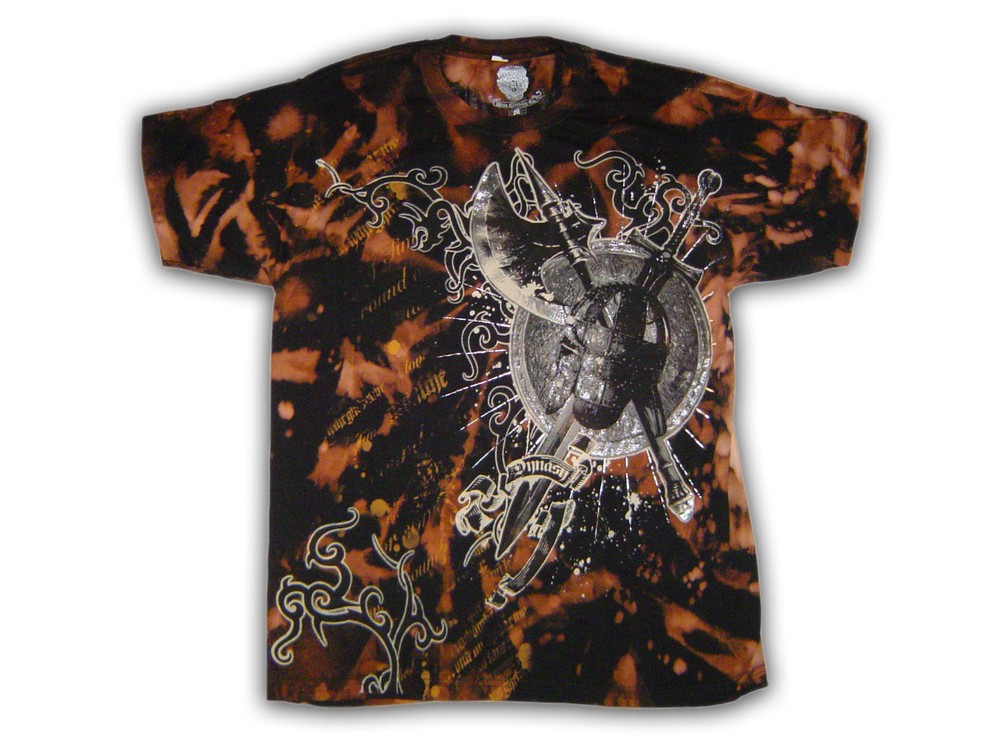 Tie-Dyed T-Shirt Foil Designer Dynasty Couture Blk/Org