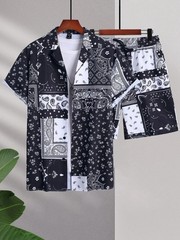 Men Summer Outfit 2-Piece Set Short Sleeve T-Shirt and Shorts Sweatsuit Set