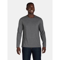 Men’s Long Sleeve Tri-Blend Crew Neck Tee Shirt, Large, Gray, Athletic Works