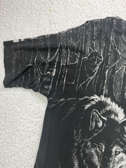Vintage AOP Wolf T-Shirt All Over Print L Black & White Single Stitch USA Made
