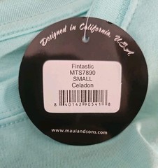 MAUI & SONS Celadon Surf (S) Small T-Shirt Light Turquoise