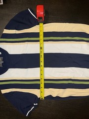Paisley & Gray Slim Fit Knit Striped T-Shirt Navy White Beige Green L