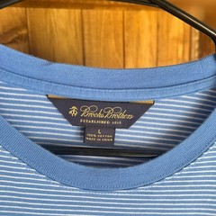 Brooks Brothers Golden Fleece Striped Pocket Tee Shirt Mens Large L Blue EUC
