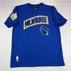 Pro Standard Milwaukee Bucks T-Shirt Men’s M Blue Sewn Stitch NBA Basketball S/S