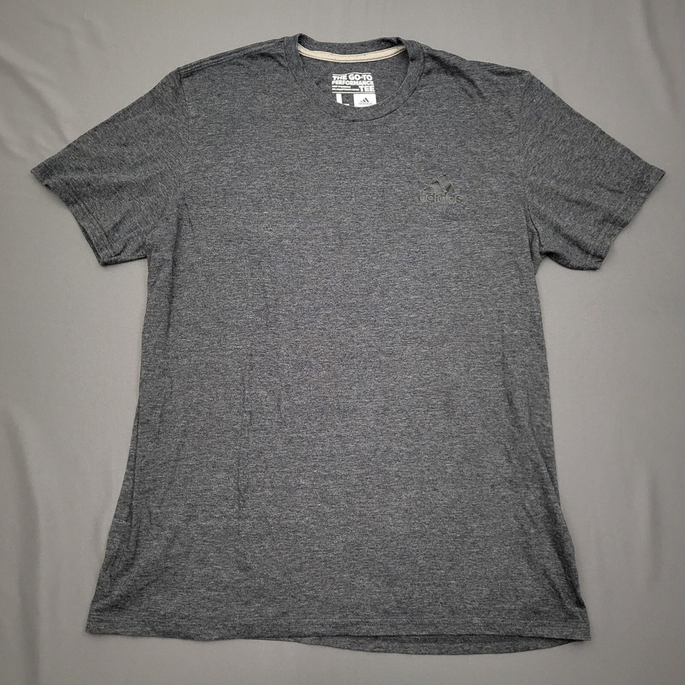 Adidas Shirt Mens Large L Short Sleeve Logo Climate Woven Pullover Gray