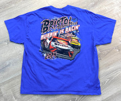 Gildan 2XXL T-Shirt Bristol Tennessee NASCAR T-Shirt Used Blue Shirt Double Side