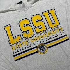 Vintage 90s Lake Superior State University LSSU Long Sleeve T-Shirt Gray XL USA
