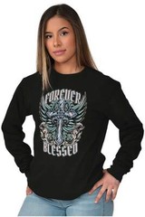 Affliction Forever Blessed Cross With Wings Long Sleeve Tshirt for Men or Women