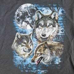Southwestern Wolf Retro Wolf Tee Mens L Gray Shirt Nature Animals Outdoors Y2K