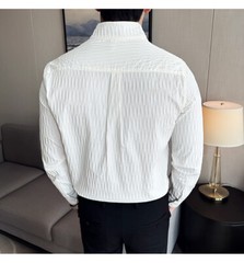 Retro Shirt Men’s Long-sleeved Spring Fashion Slim Business Casual T-shirts Tops