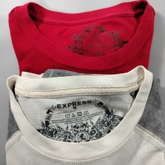 Express Lot of 2 Red White Gray Crew Neck Pull On Long Sleeve T-shirts Mens Sz M