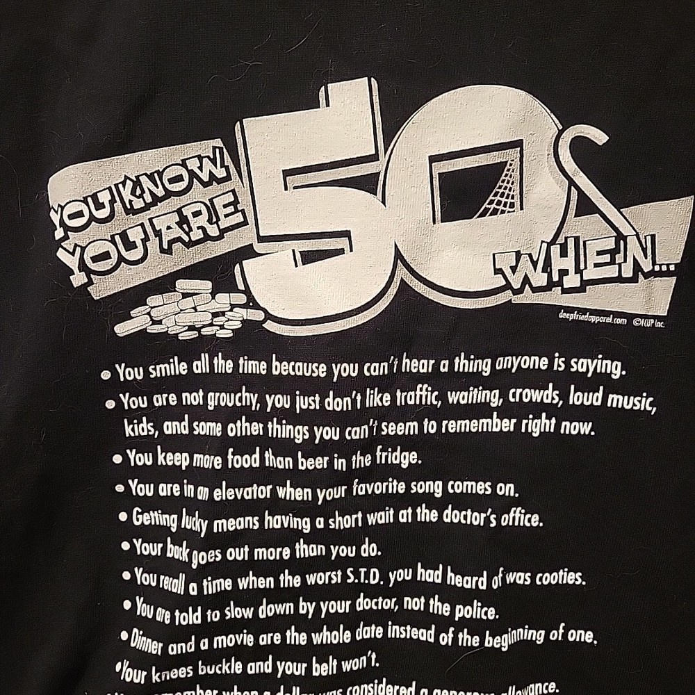 XL “You Know You Are 50 When” Funny T-Shirt Black 50th Birthday Over The Hill