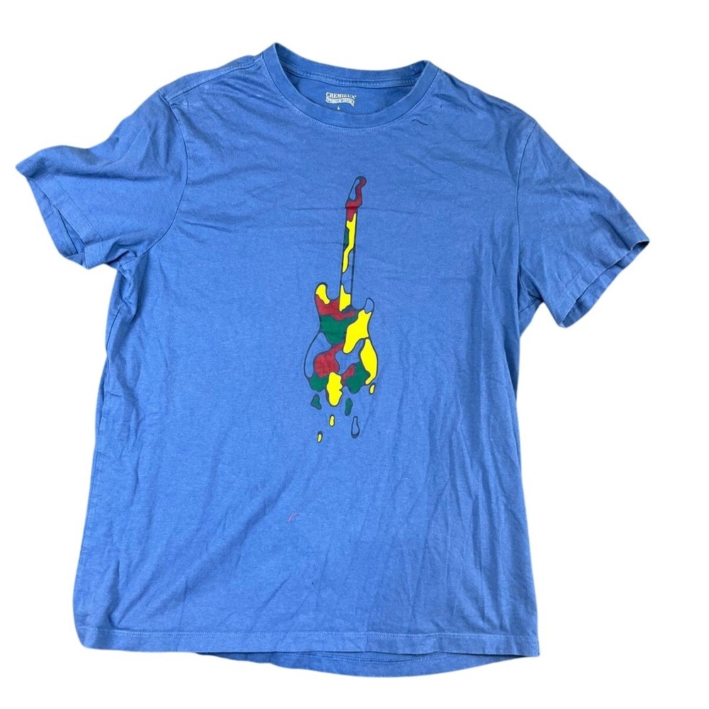Cremieux Blue Graphic T-Shirt Colorful Abstract Electric Guitar good condition