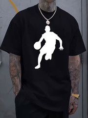 Men’s Basketball Graphic T-Shirt Crew Neck Short Sleeve Fashion Comfortable Tee