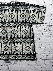 Vintage LA Destination Black Geometric Pattern Hand Made T Shirt Men’s Size 3XL