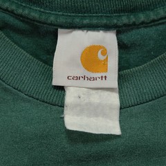Rare VTG CARHARTT Spell Out Patch Pocket T Shirt 90s 2000s Rodeo Cowboy Green