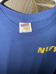 Soffe Mens Blue/Yellow Navy Graphic Logo Print Crew Neck T-Shirt Size M
