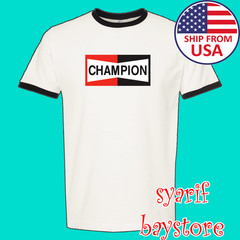 Champion Spark Plug Men’s Ringer Black Size S to 3XL