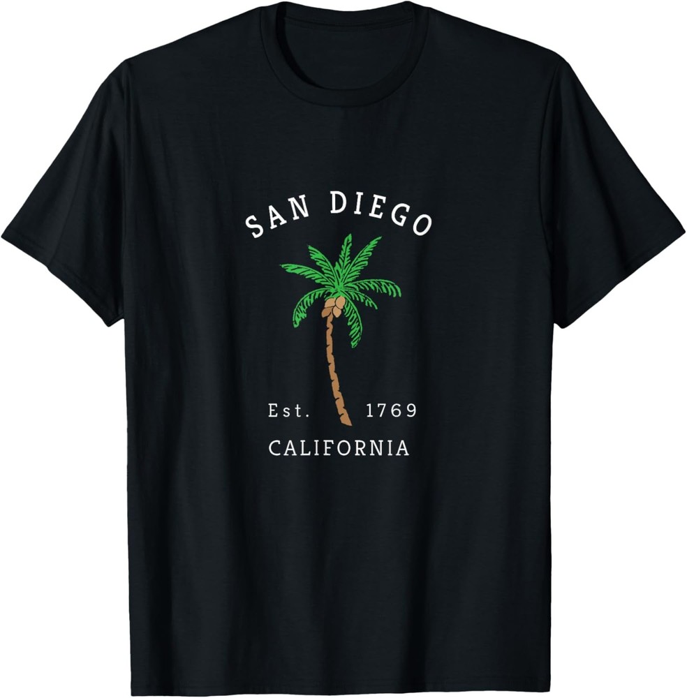 San Diego California Colorful Palm Tree Retro Novelty Art T-Shirt