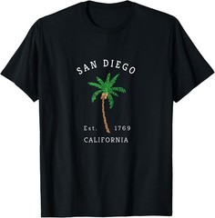 San Diego California Colorful Palm Tree Retro Novelty Art T-Shirt