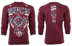 American Fighter Mens Long Sleeve Shirt LANDER Burgundy Premium S-3XL