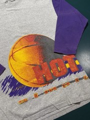 Vintage Two Tone Basketball Raglan Shirt Mens Large Gray Faded Purple 90s