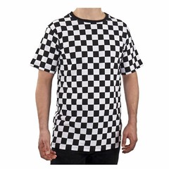 Adult Men’s RAD 80’s Short Sleeve PUNK Checkered Shirt Black White S M L XL 2XL