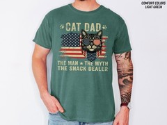 Funny Cat Dad Shirt Snack Dealer Patriotic Fathers Day Gift USA Flag Tee