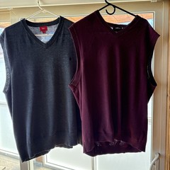 Vintage 90s Mossimo (XXL) – Burgandy/ Claiborne(XL) Gray Sweater Vests LOT of 2