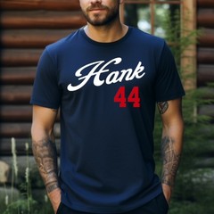 HANK 44, Baseball HOF themed Pre-Shrunk Ring Spun Cotton T-Shirt