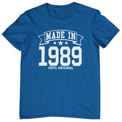 MADE IN 1989 T-SHIRT – 1980s 80s birthday gift dad mom year of birth date card t