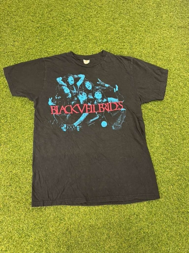 Vintage Bay Island Sportswear T Shirt Mens Large Black Black Veil Brides Graphic