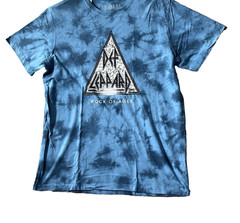 Def Leppard Rock Of Ages Men’s L Blue Tie Dye Band Tee Shirt Short Sleeve