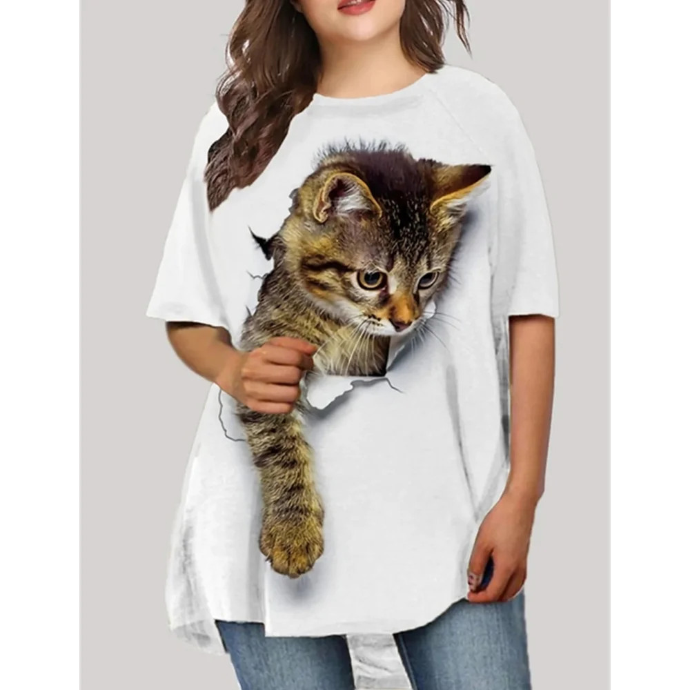 Cat Lady Graphic T-Shirt Cute Feline Lover Novelty Tee