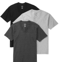 Stafford 3-Pack Men’s Heavy Weight 100% Cotton V-Neck T-Shirt Black-Grey