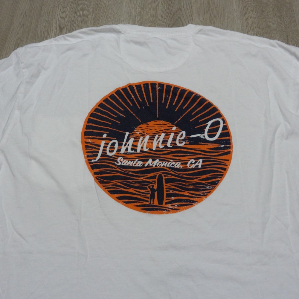 Johnnie-O Men’s XXL Surf Sunshine T-Shirt White SS Crew Neck Flawed