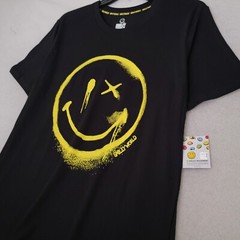 Smiley World Shirt Mens 2XL XXL BLACK GRAFFITI Street Art Skater Casual NWT