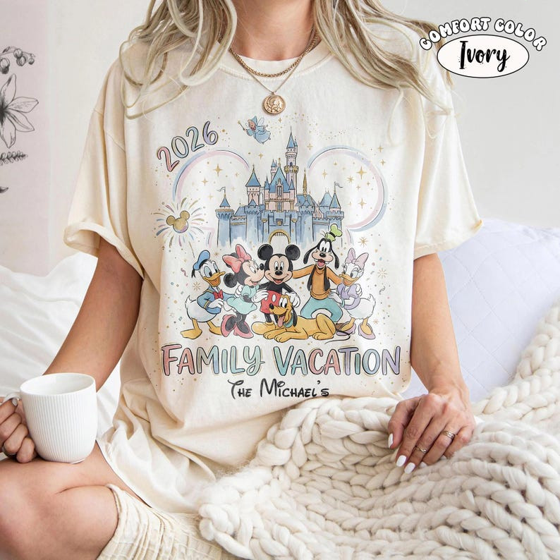 Custom Disney Family Vacation 2026 Comfort Colors Shirt Mickey Friends Castle Te