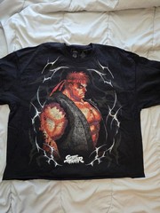 CVLA street fighter evil ryu raw hem black lightweight cropped civil regime L