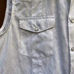 Patroncito Shirt Small White Sleeveless Textured Brocade Fabric Snap Button Dow