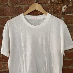 Vintage 50s 60s Blank Plain White Tee Thin Cotton T Shirt XL NOS Rockabilly Work