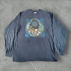 Vintage Bill Bell Shirt Mens Large Navy Blue 90s Wizard Astronomer Art tee Rare