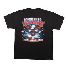 Harley Davidson Shirt Mens LARGE Black Loess Hills Pacific Junction Iowa Eagle L