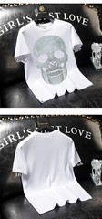 New Fashion Skull Rhinestones Summer Short Sleeve Luxury Men Streetwear T-Shirt