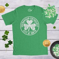 Mens Shenanigan Enthusiast T Shirt Funny Saint Patricks Day St Patty Irish Tee