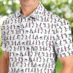 USA 250 Casual Patriotic Golf Shirt, 4th of July Stick Figure Golf Polo (S-5XL)