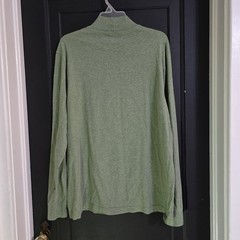 Lands’ End Men’s L/T Green Solid Mock Neck Long Sleeve Knit Stretch T-Shirt